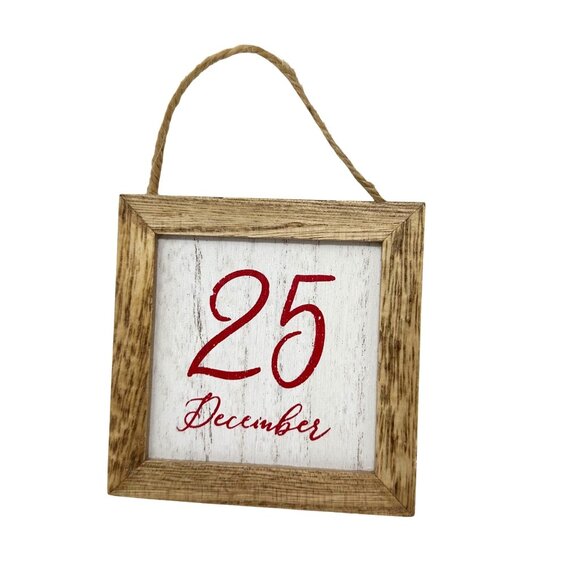 Target Other - Rustic Wood Hanging Sign Christmas 4in Decor 25 December Mini Farmhouse Plaque
